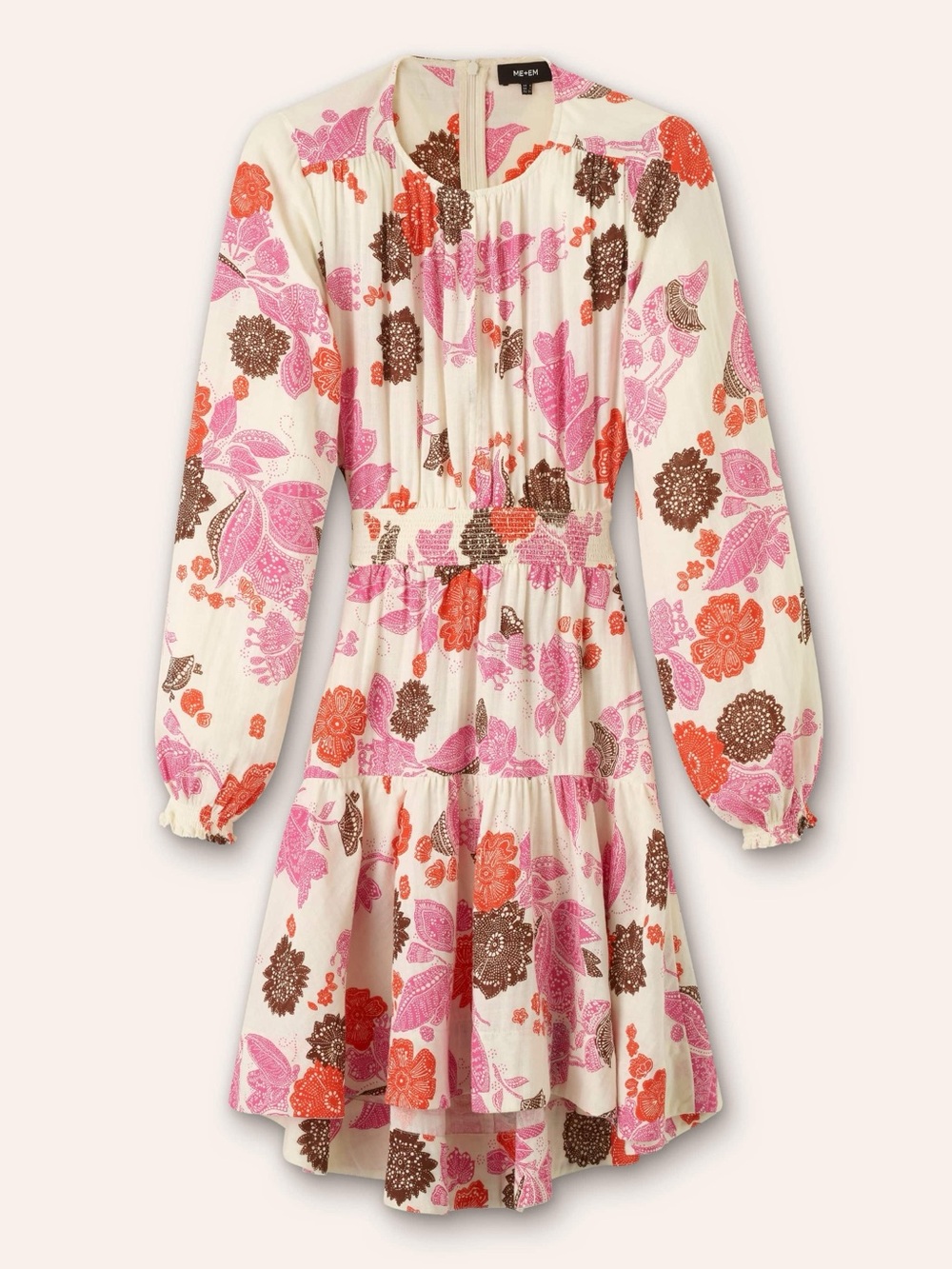 ME+EM Cheesecloth Bali Print Fit and Flare Dress Cotton 4